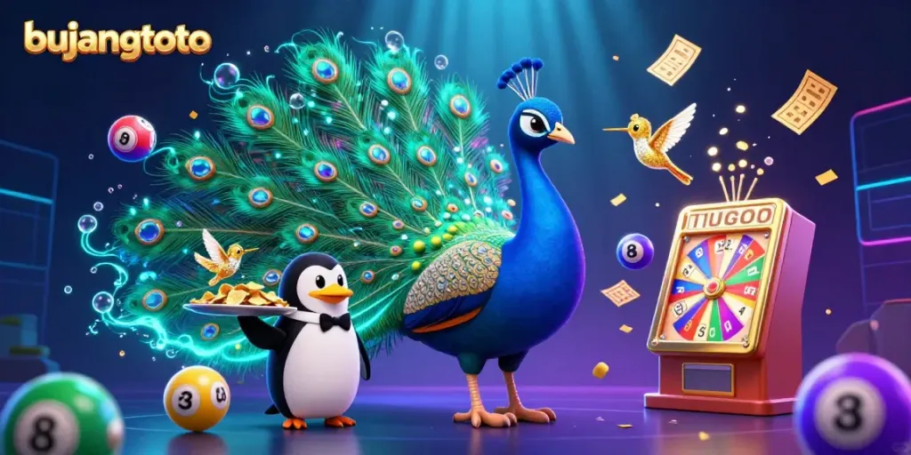 Bujangtoto showcases engaging lottery elements with vibrant characters and dynamic action, capturing the exciting essence of online gambling.