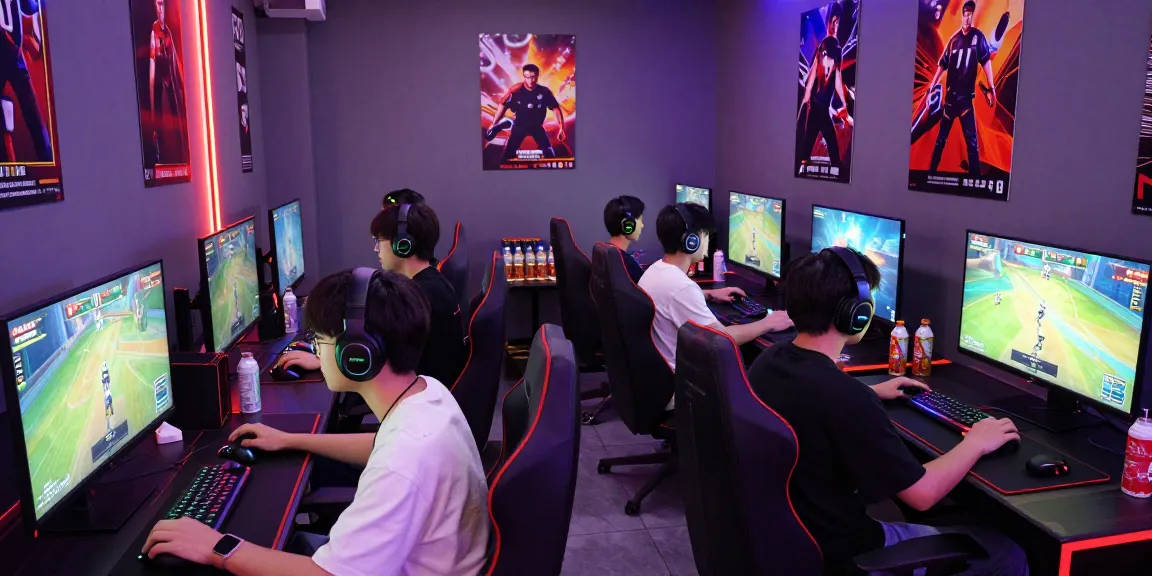 Young gamers enjoying cika4d sports gaming experience in vibrant environment.