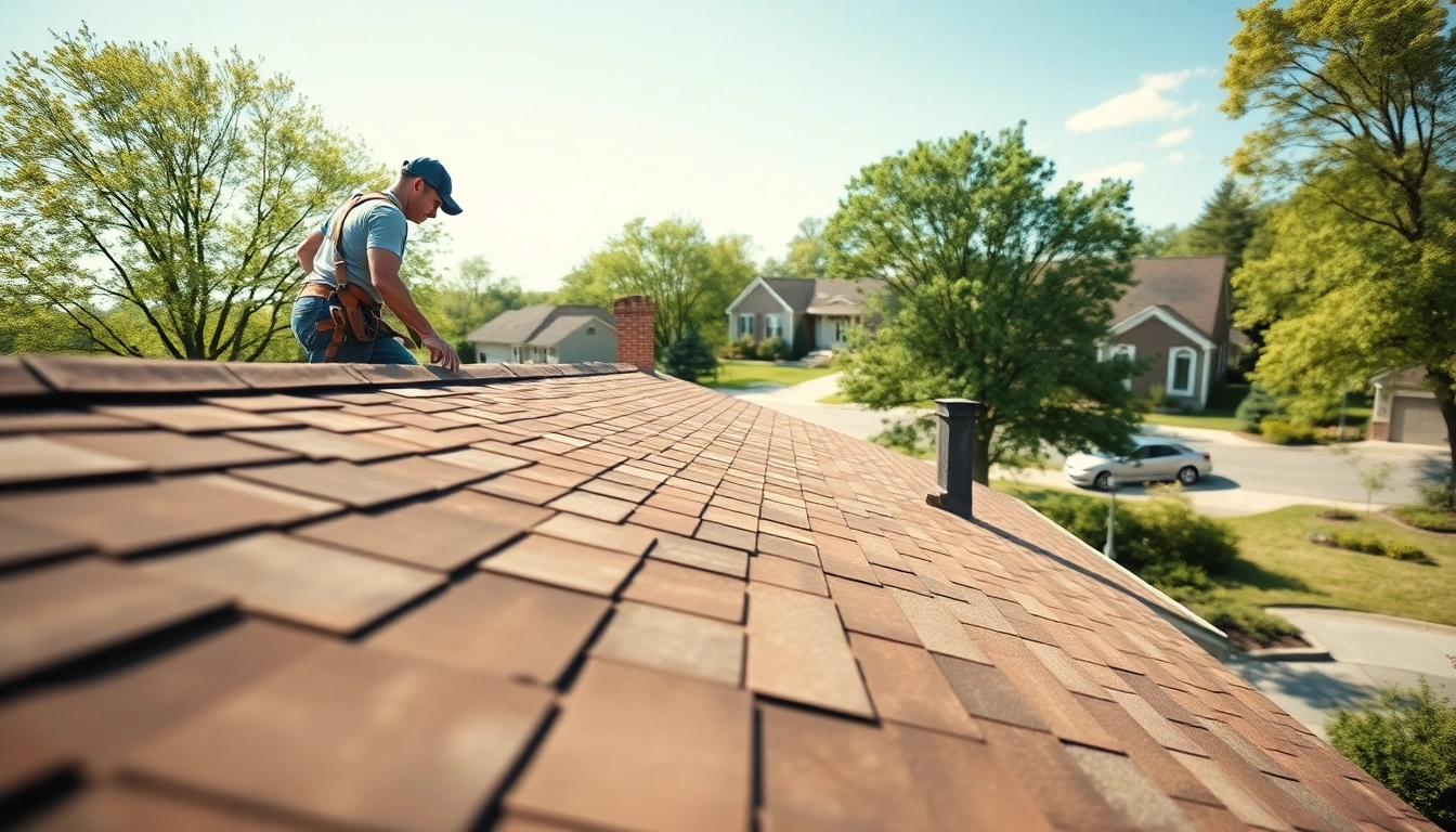 Roofing Twinsburg Ohio: Skilled contractor installing quality shingles on a residential home.