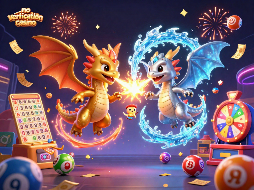 Witness the excitement at a no verification casino with dynamic gaming elements and spectacular dragon artwork.