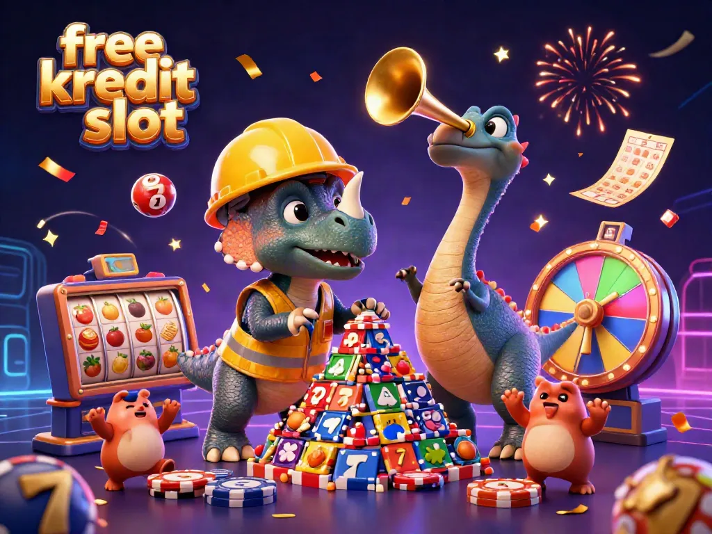Experience the excitement of free kredit slot games with lively characters, vibrant symbols, and dynamic casino elements.