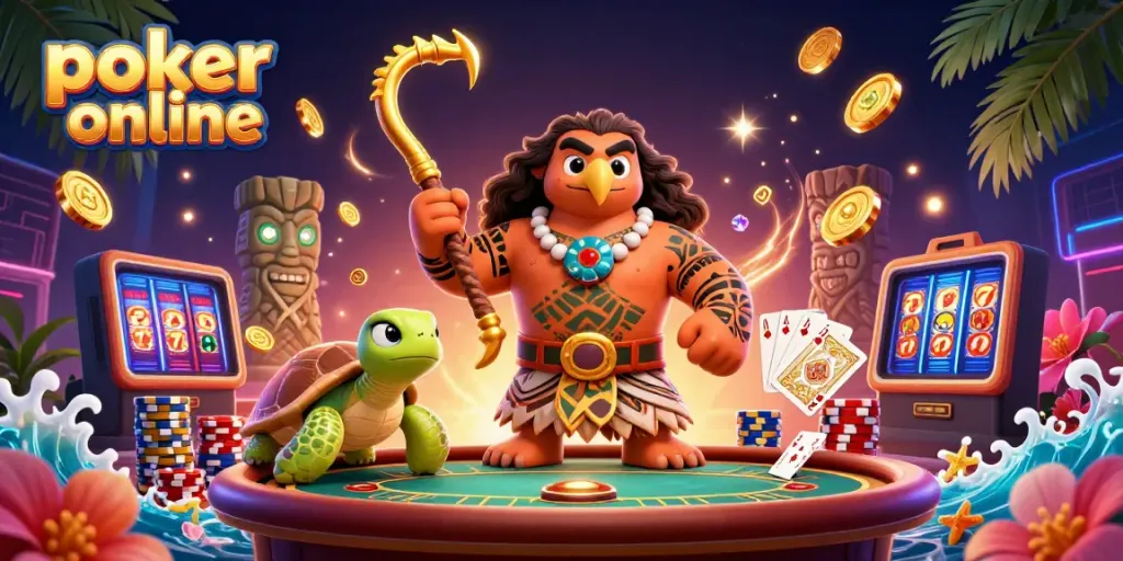Engage in thrilling poker online experiences with vibrant 3D characters, dazzling chips, and cards.