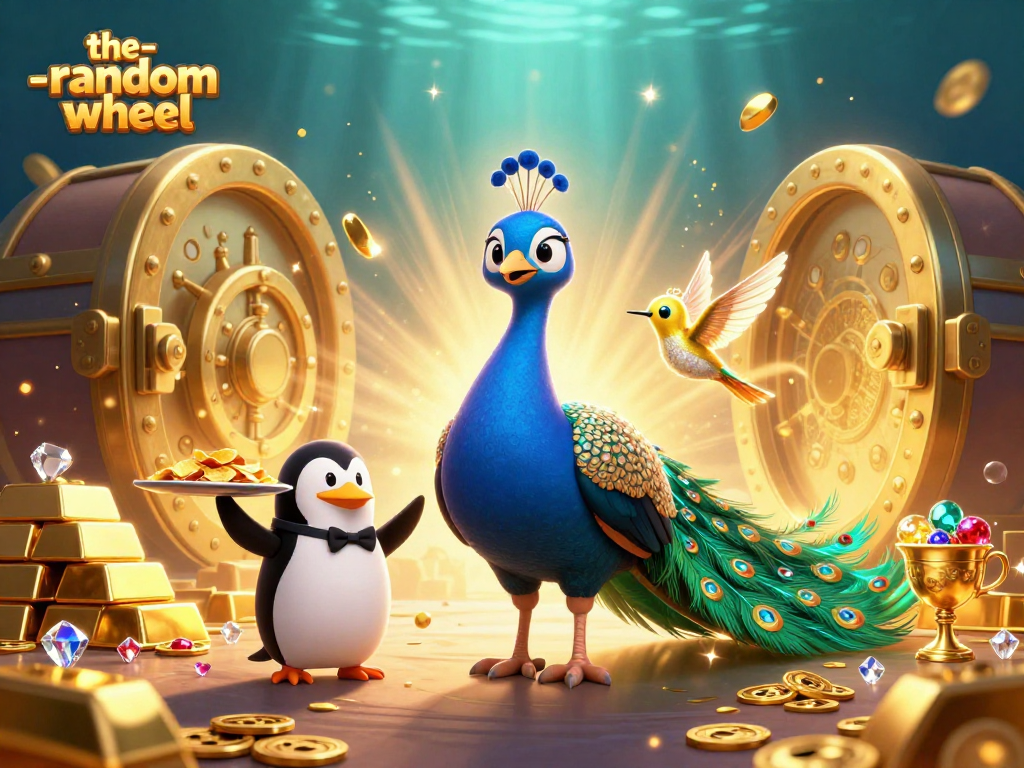 Experience the-random-wheel's vibrant energy with the peacock's dazzling display in a casino setting.