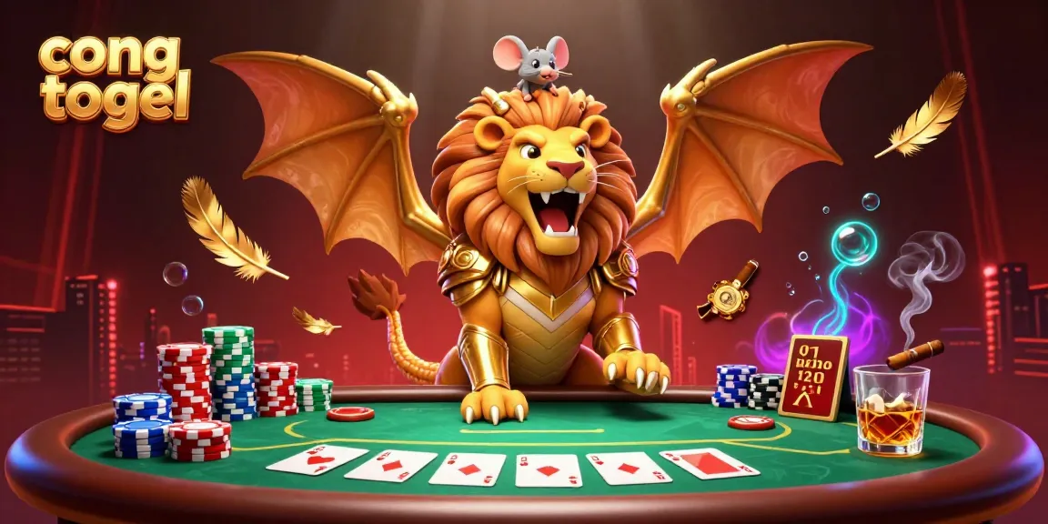 Engage in cong togel excitement with vibrant poker scenes featuring a chimera and rich casino elements.