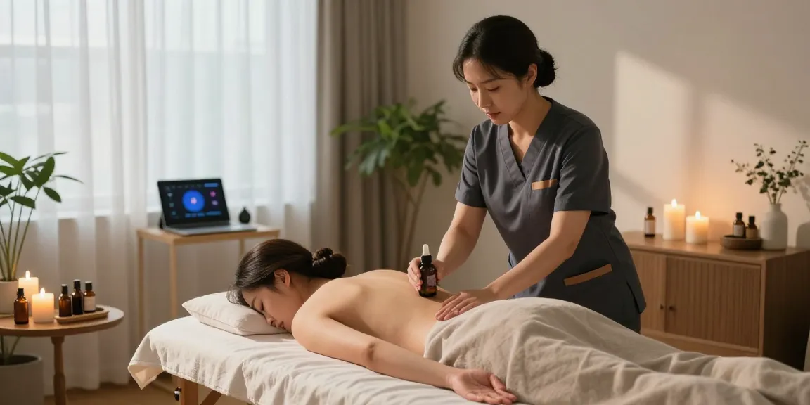 Experience the best 강남출장마사지 with skilled therapists in a serene home setting featuring essential oils and calming ambiance.