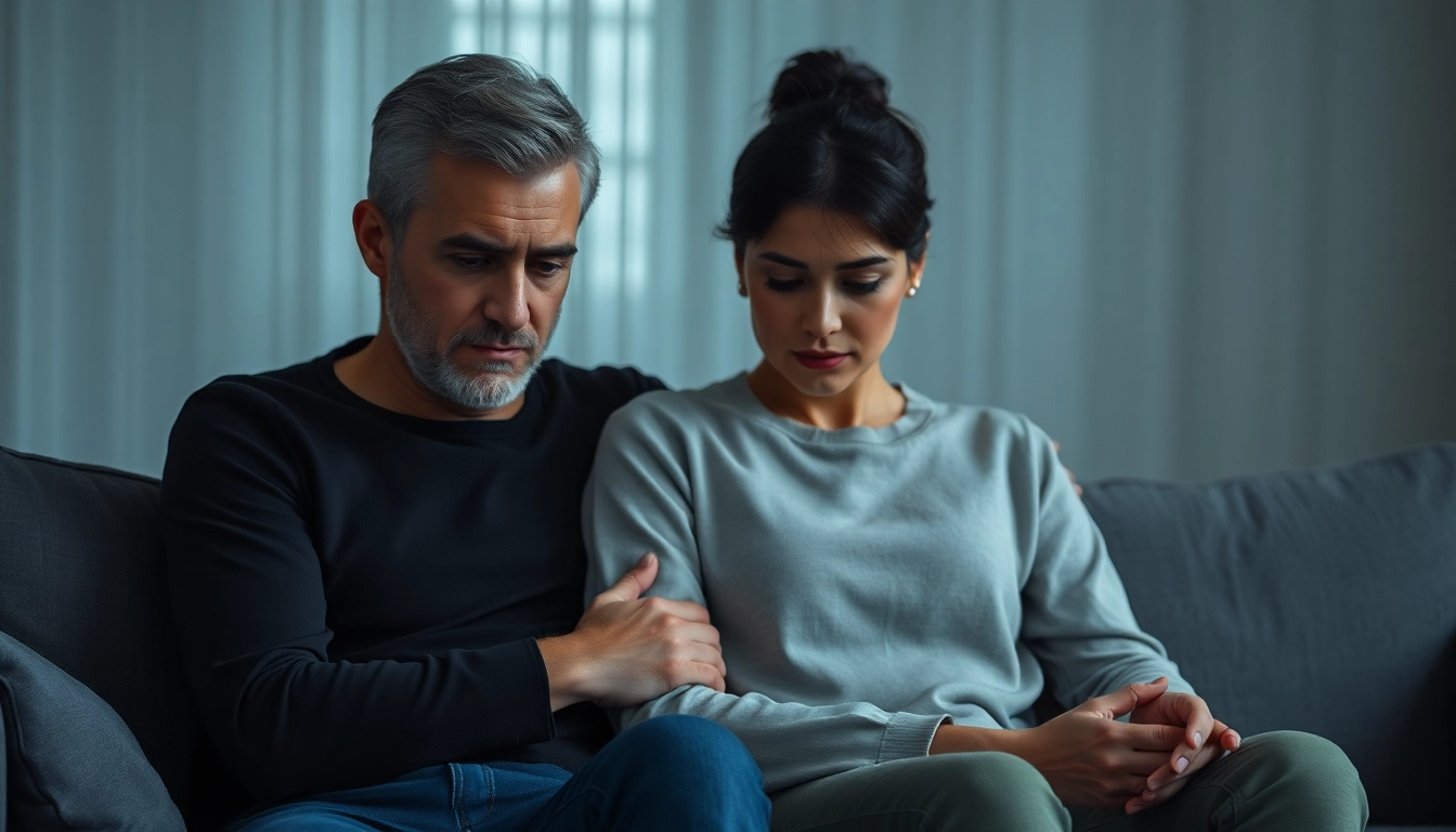 Depicting signs of emotional affair in marriage, a couple sits apart, reflecting emotional distance.