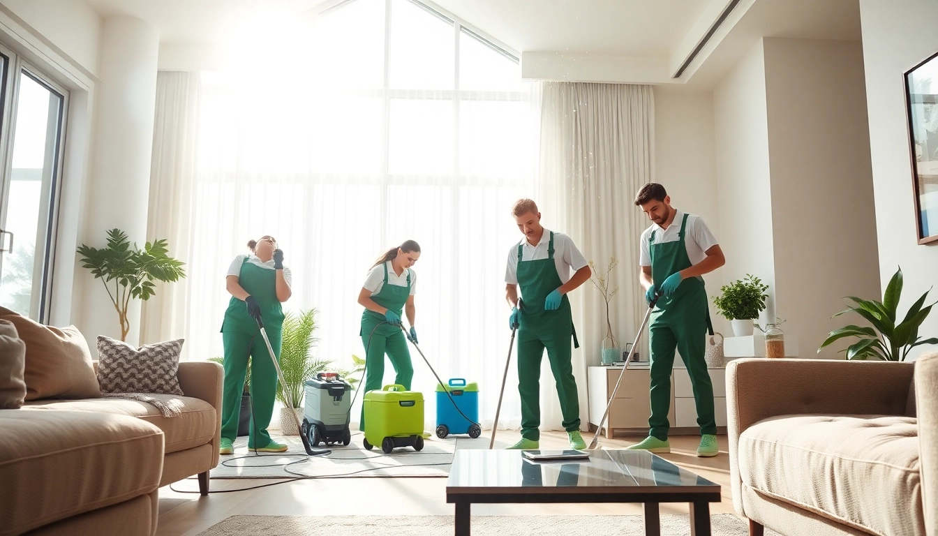Efficient bond cleaning team thoroughly deep cleaning a modern home.