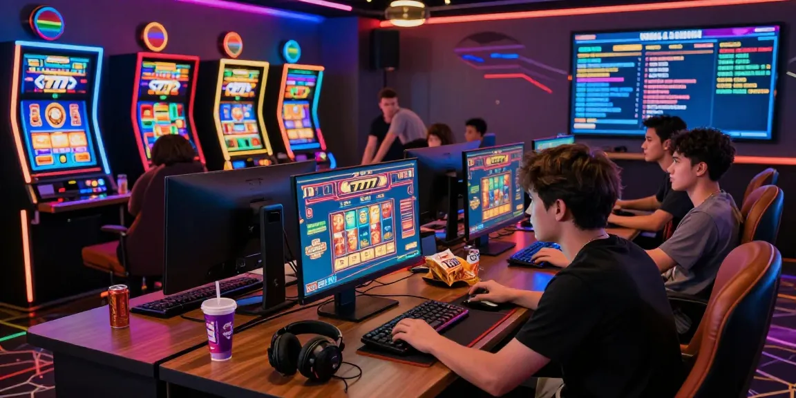 Player enjoying exciting slot777 games in a vibrant online gaming room.