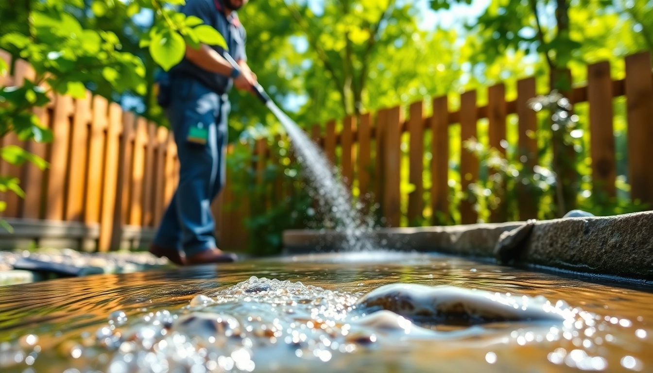 Efficient fence cleaning process highlighting the restoration of wooden panels.