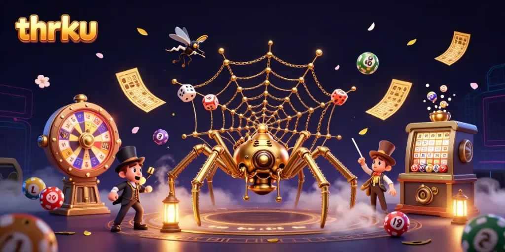 Engage in the thrilling lottery dynamics with thrku's vibrant game illustration.