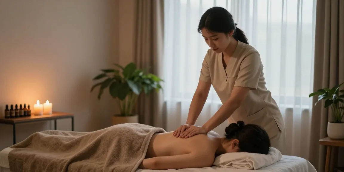 스웨디시 마사지 중인 치료사와 편안한 마사지 공간의 모습