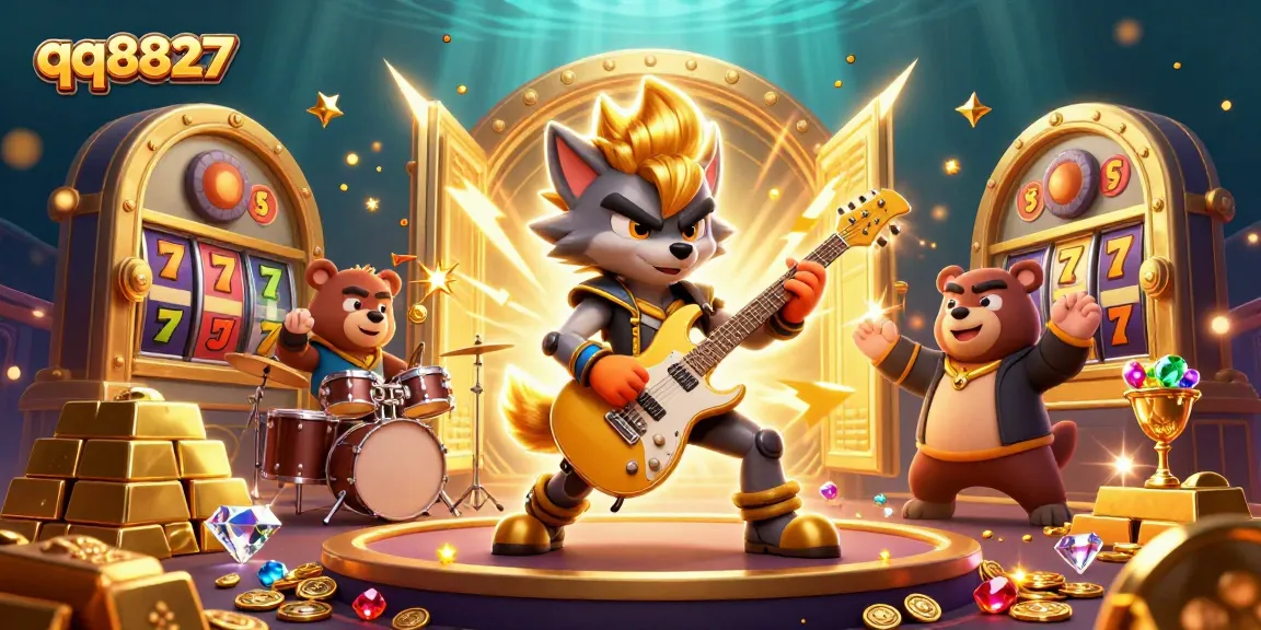 Experience thrilling jackpots with qq8827 at a vibrant casino-themed illustration.