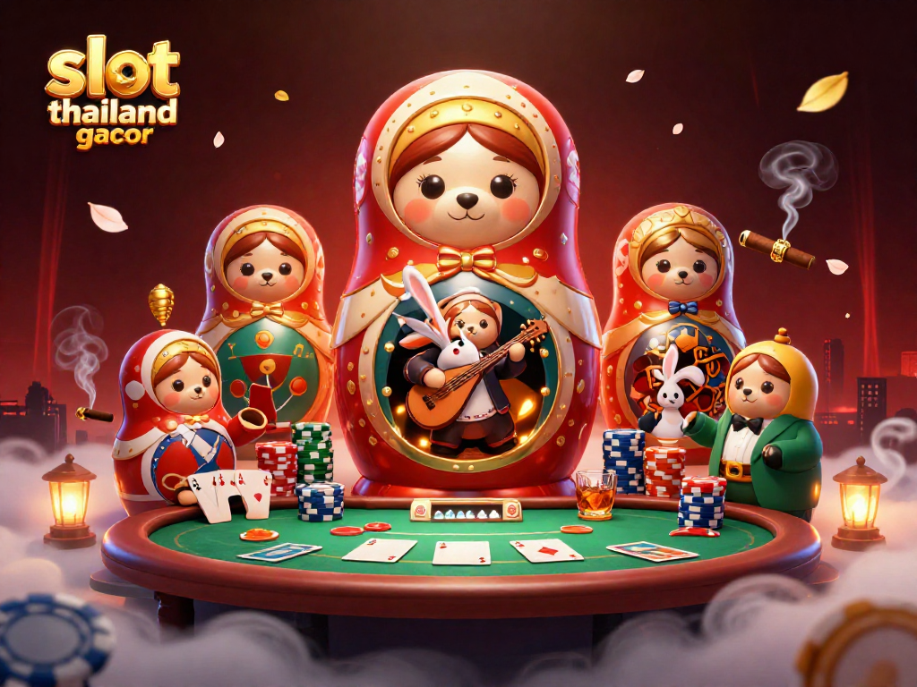 Spin the reels and win big with slot thailand gacor in this vibrant casino scene featuring playful cartoon bears.