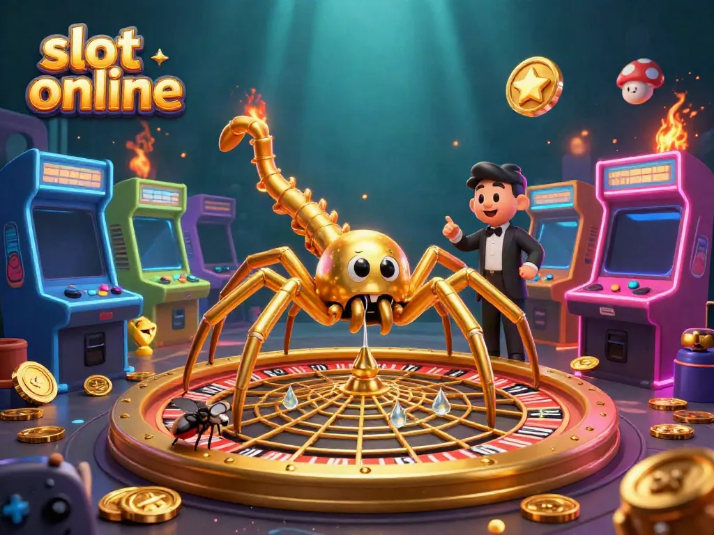 Spin the reels and win in vibrant slot online gaming with a detailed 3D casino scene.