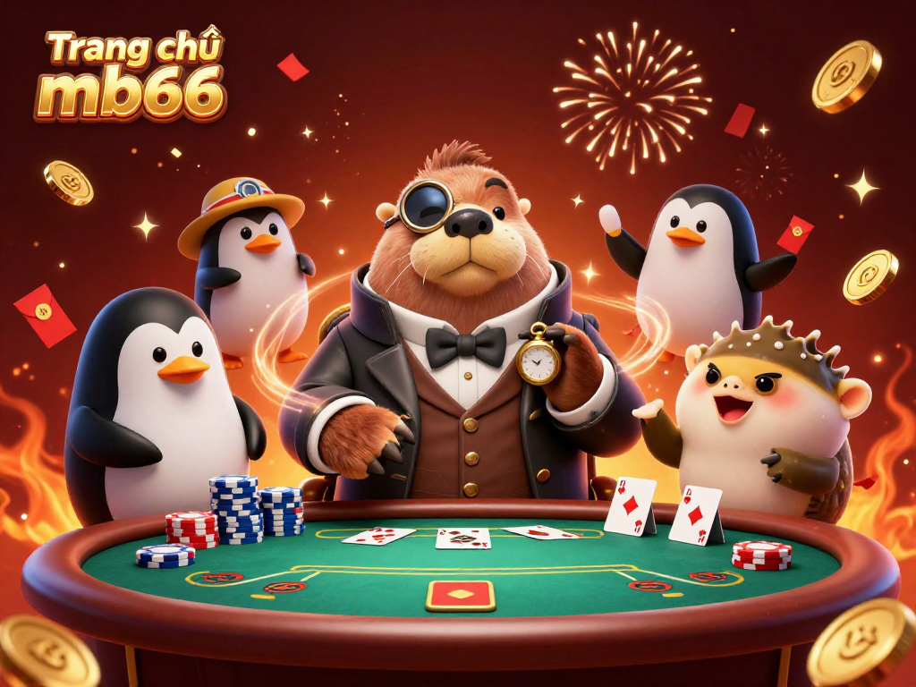 Experience gripping poker action with Trang chủ mb66 featuring a walrus and friends bluffing at an underwater table.