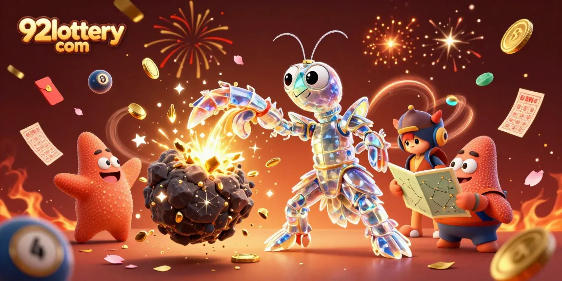 Engage in lottery excitement with 92lottery com as a galactic samurai and starfish celebrate cosmic wins.