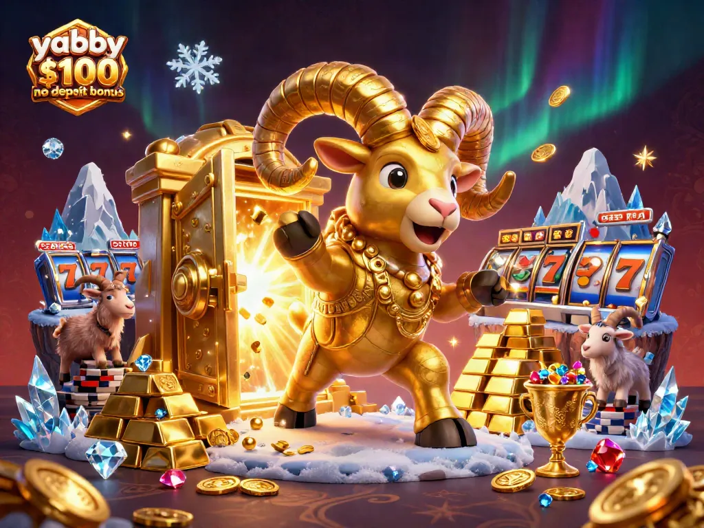 Big wins await with the yabby casino $100 no deposit bonus in this vibrant 3D illustrated scene.