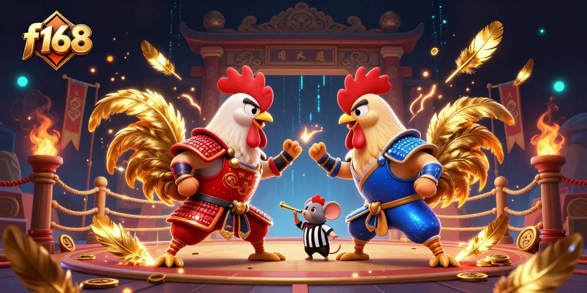 Engage in thrilling battles at f168 with fighting roosters in an epic casino showdown.
