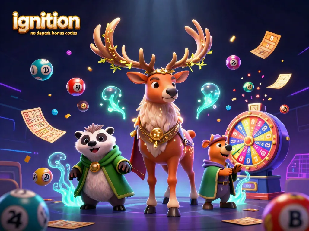 Engage with ignition casino no deposit bonus codes in an energetic 3D gambling scene filled with vibrant game elements.