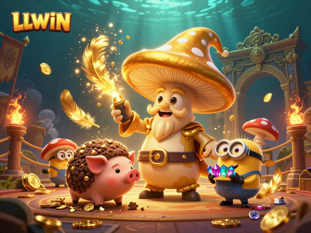 Engage with LLWIN's thrilling 3D casino adventure featuring magical characters and gold treasure.